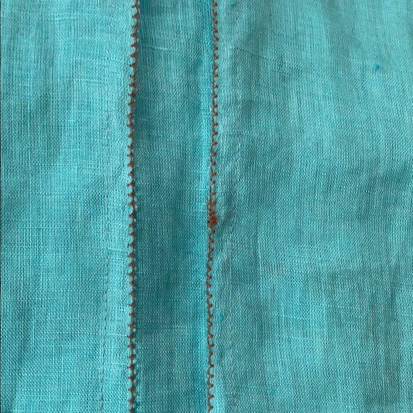 SAMUEL DONG 100% Linen Button Down Teal Top - Picture 16 of 16